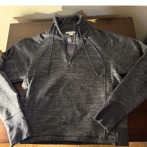Athleta Fleece Oversized Quarter Zip Heathered Charcoal Gray Size XS